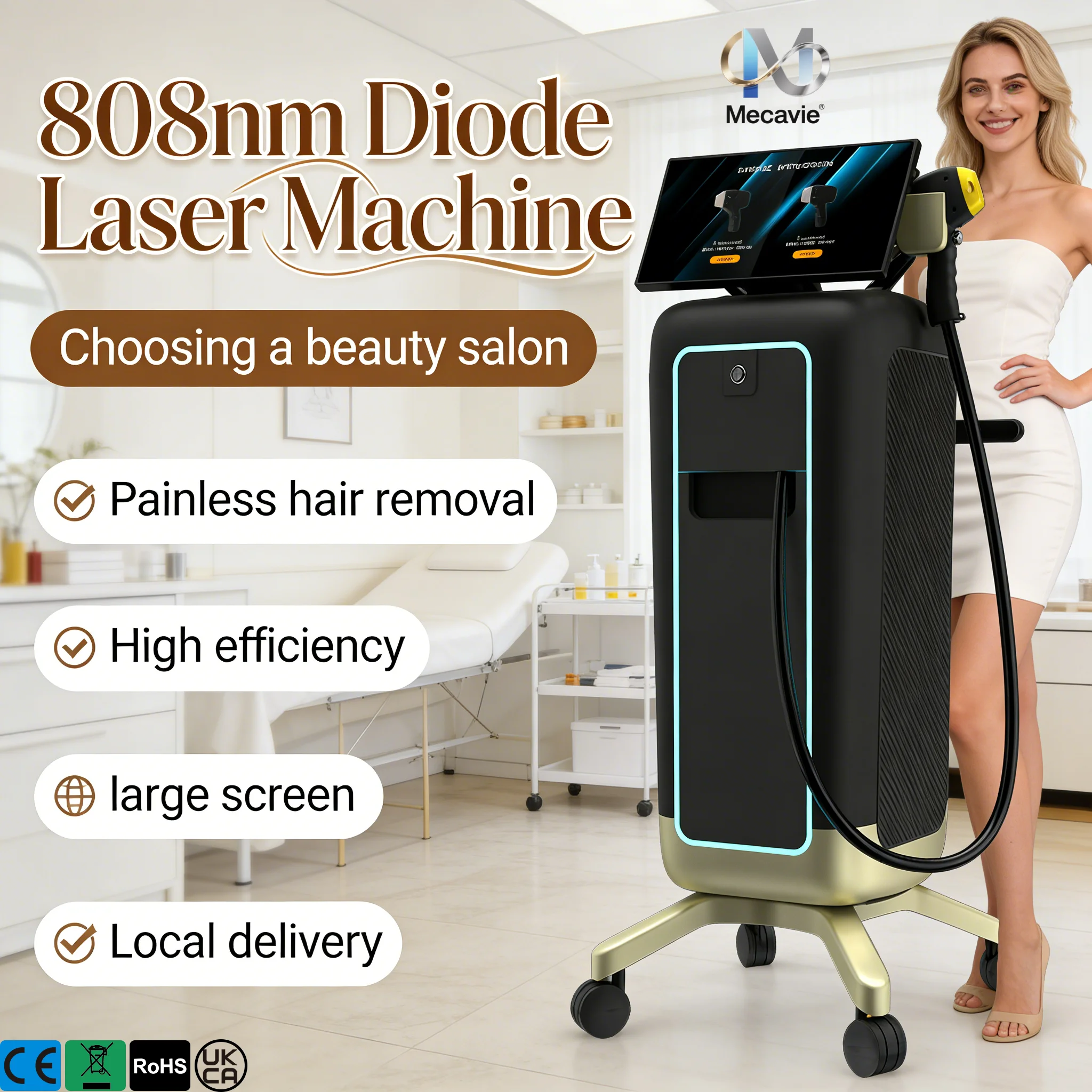 

2026 Best Quality Portable High Power Commercial 808nm Diode Laser Machine for Hair Removal Skin Rejuvenation High Efficiency