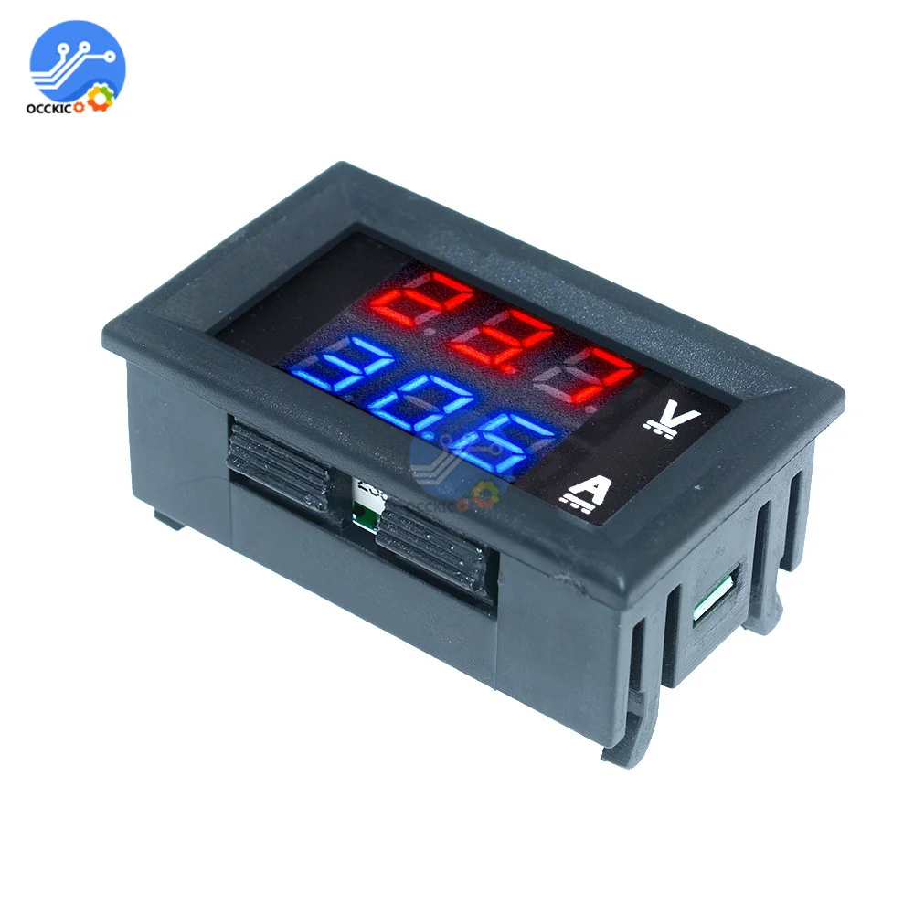 Mini Digital Voltmeter Ammeter DC 100V 10A Panel Amp Volt Voltage Current Meter Tester 0.56" Blue + Red Dual LED Display