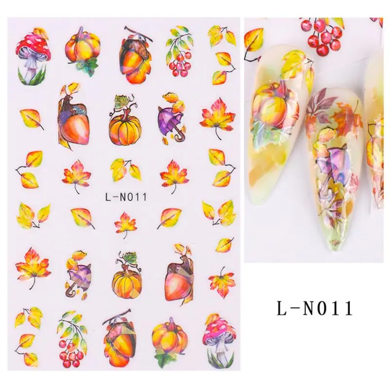 Adesivi per unghie innovativo duraturo Multi-funzione foglia d'acero facilità d'uso creativo autunno Nail Art decorazione adesivi frutta Ins