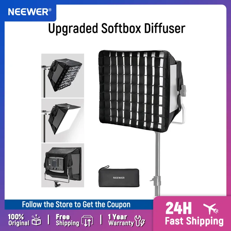 

NEEWER Upgraded Softbox Diffuser for NL660 RGB660 PRO II LED Video Light Panel, 12.6"x11.6" Foldable with Grid/Bag/Blackout Hood