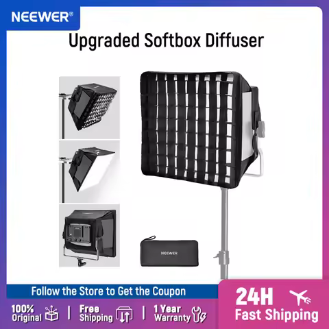 NEEWER Upgraded Softbox Diffuser for NL660 RGB660 PRO II LED Video Light Panel, 12.6"x11.6" Foldable with Grid/Bag/Blackout Hood