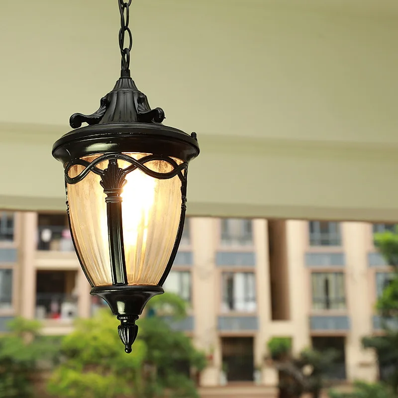

Outdoor Pendant Lights Garden Chandelier Lighting Glass Lamp Black Lamp Shop Outside Light Bar Hotel Lamp Include Bulb