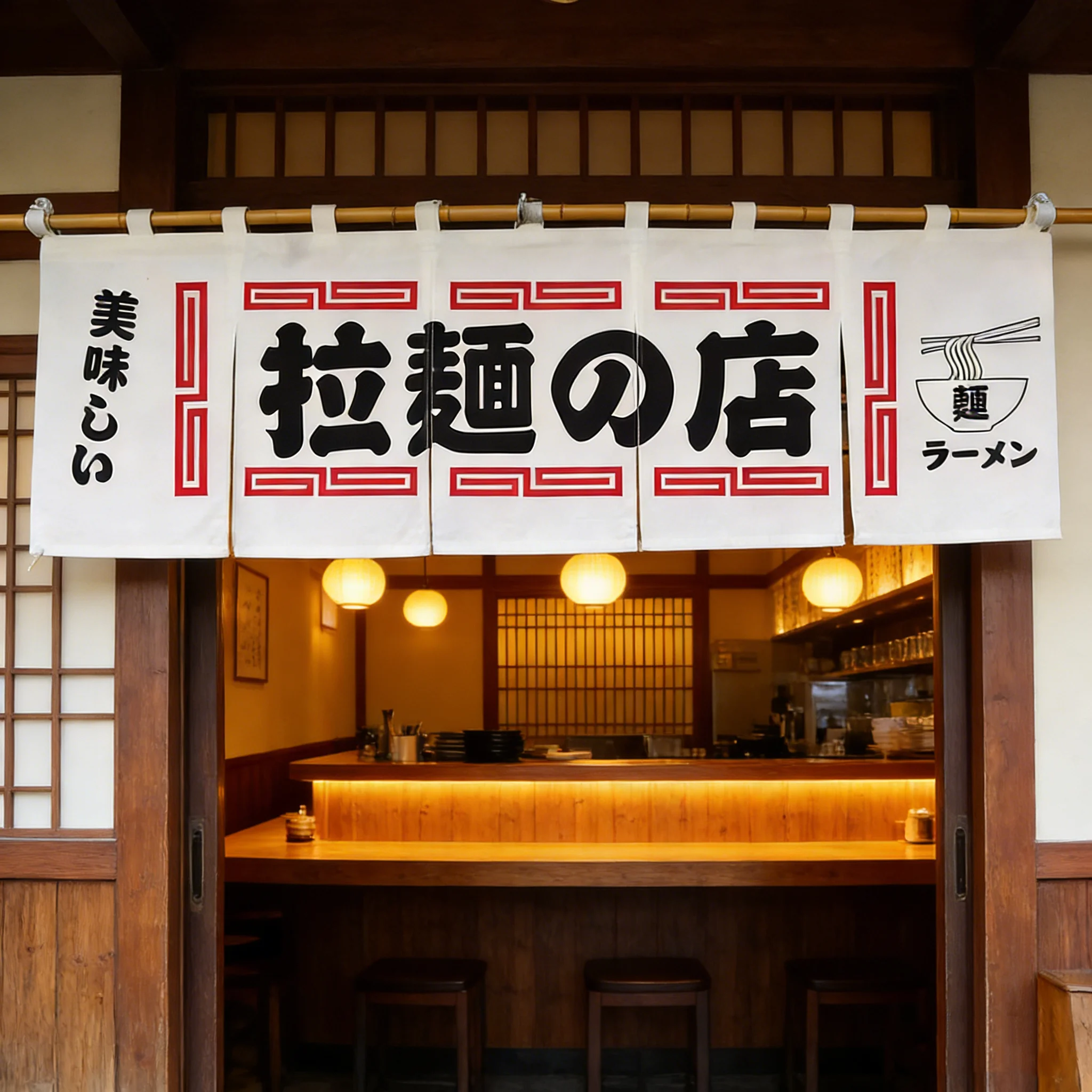 Ramen Restaurant Noren Curtain, Japanese Door Curtain for Shop Entrance, Privacy Decorative Drape for Noodle Bar