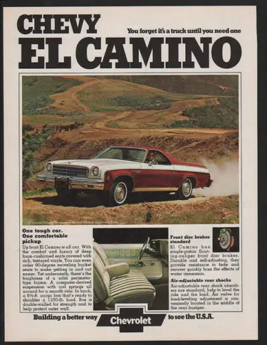 1n,1973 EL CAMINO CONQUISTA LKW-Auto VINTAGE Blechschild-VERTISEMENT