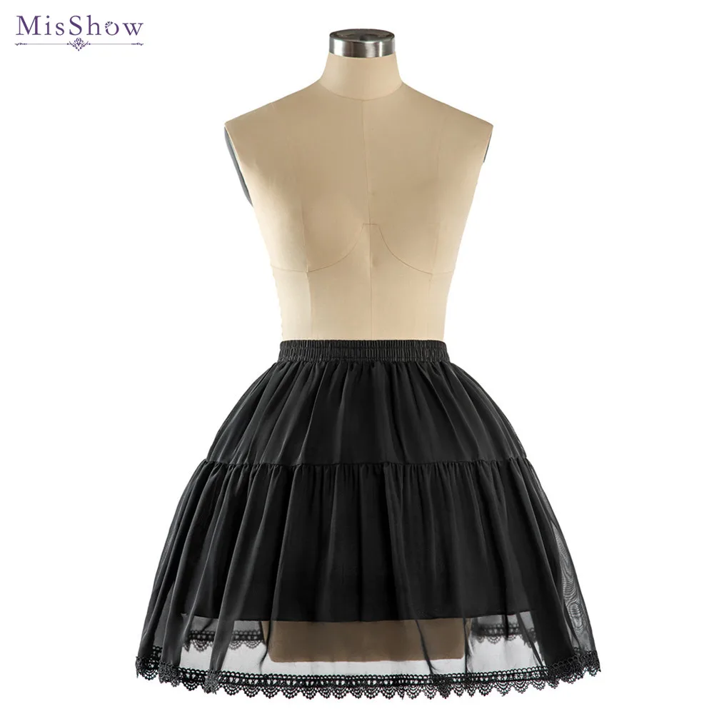 Little Black Dress Lolita Lace Hem Short Tutu Skirts 2 Hoops Ballet Underskirts Petticoat for Comic Exhibition Cosplay Costume