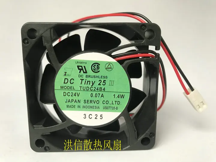 Freight free original SERVO 6025 TUDC24B4 DC24V 0.07A 1.4W 6CM frequency converter fan