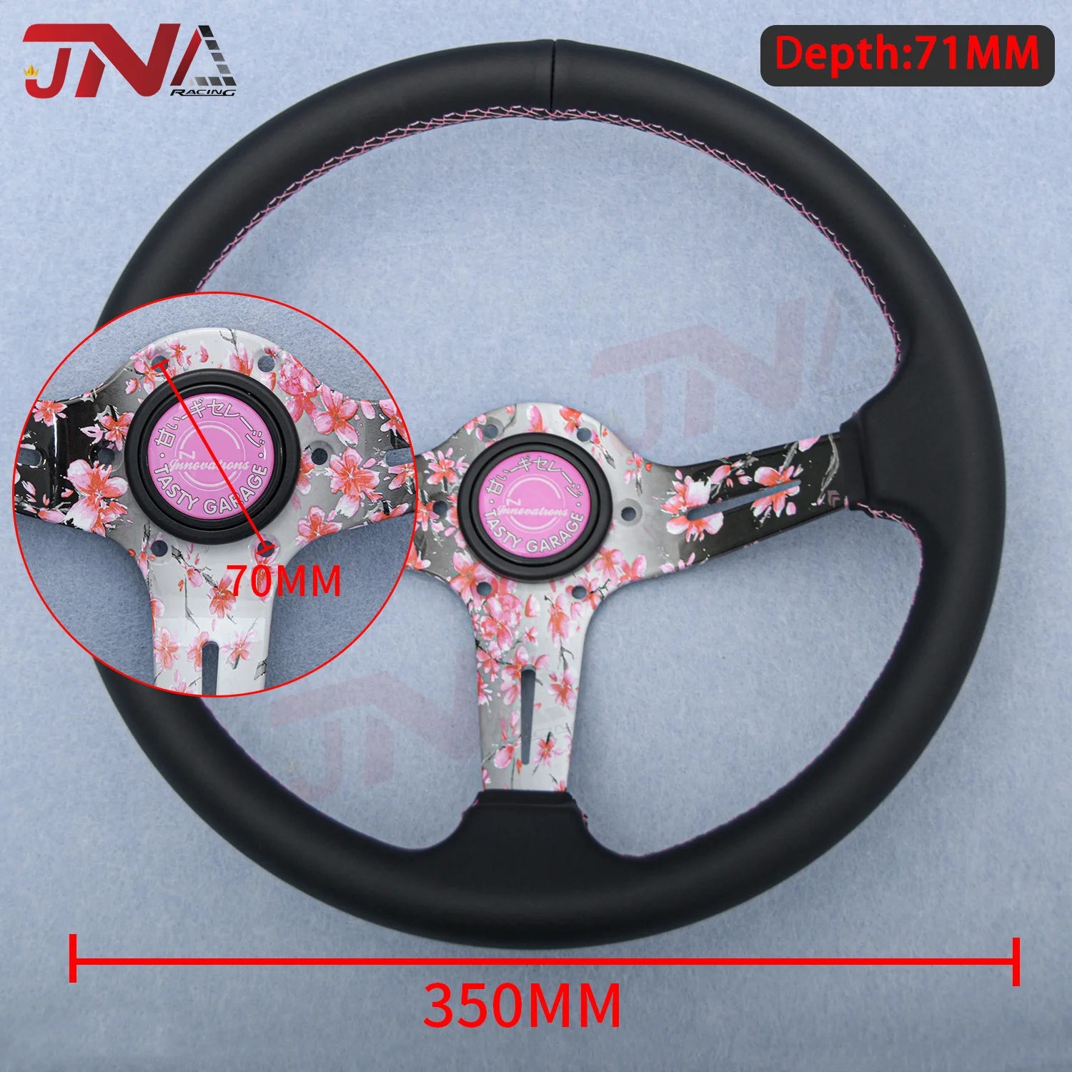 JDM Pink Cherry Blossom Flower Steering Wheel Drift N-G Steering Wheel Deep Concave Nardi Racing Sport Steering Wheel