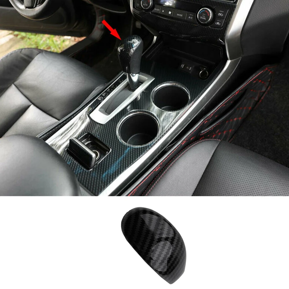 Carbon Fiber Central Console Gear Shift Knob Trim Shift Lever Cover for Nissan Teana Altima 2013-2018