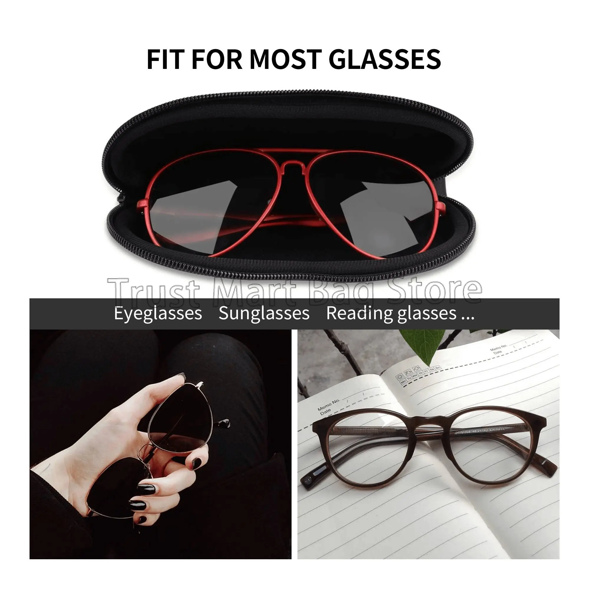 Custom Eyeglasses Case Add Your Image Text Logo Personalized Ultra Light Portable Sunglasses Case with Clip Gift for Women Men