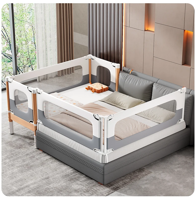 Customizable Splicing Crib Solid Wood Widened Bedside Flat Bed Seamless Liftable Guardrail Baby Children's Bed