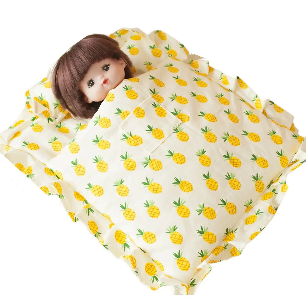 With Pillow Doll Sleeping Bag Pretend Play Bedroom Miniature Bed Sheet Cloth Doll Clothes Doll Bedding Four Piece