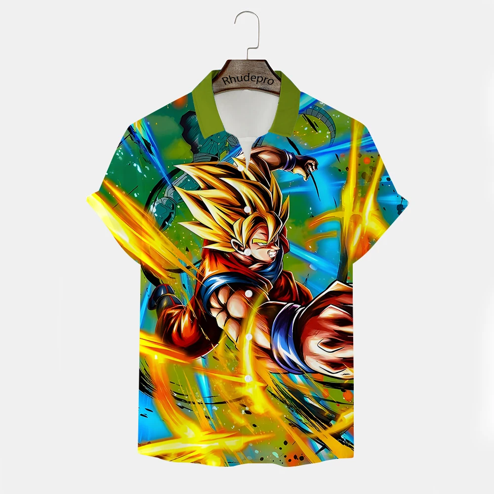 Japońskie Anime ubrania Y2k Hip Hop koszula męska koszule dziecięce w stylu Harajuku 5XL odzież Streetwear Anime 2024 Goku