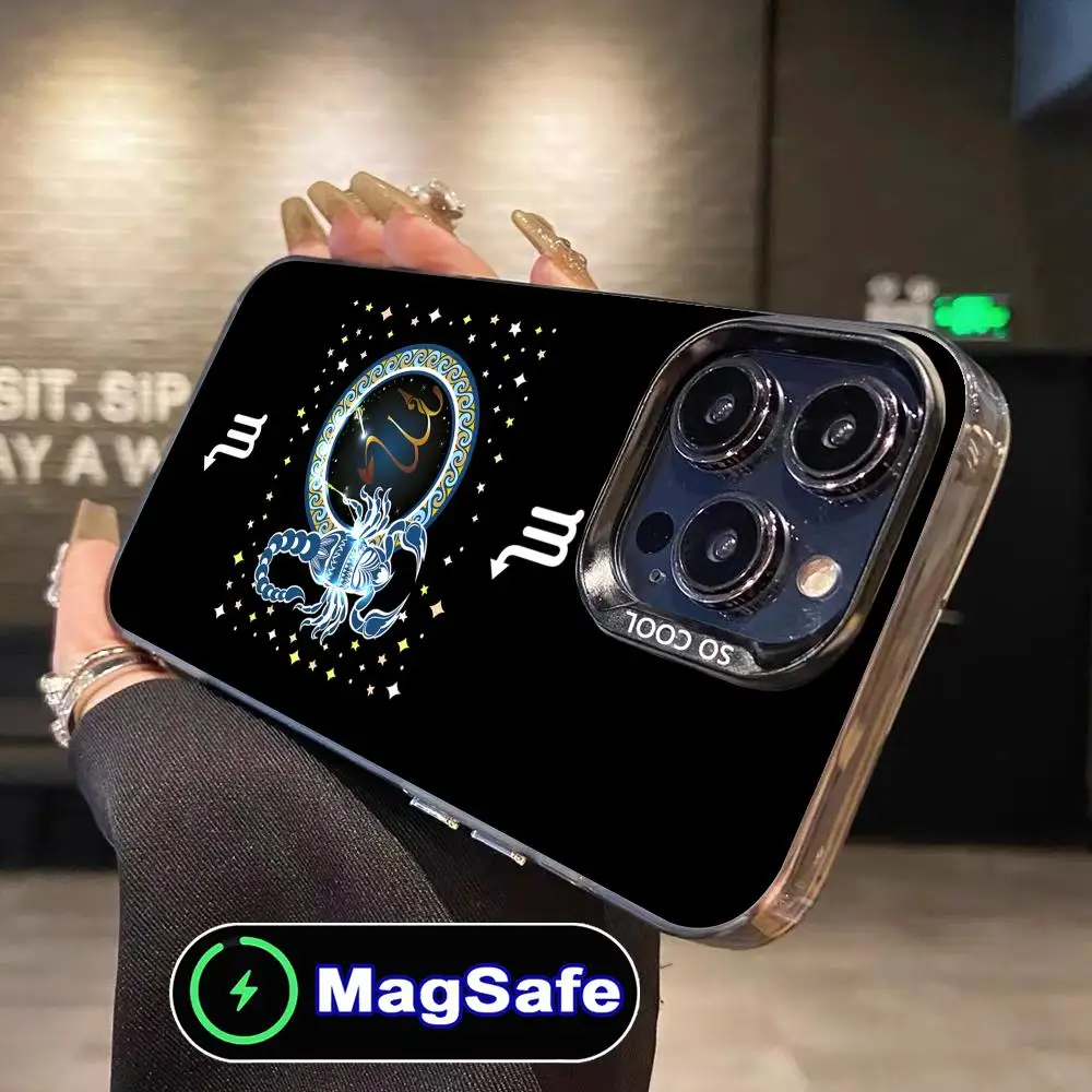

Чехол для мобильного телефона со знаком зодиака Скорпион для iPhone 16, 15, 14, 13, 12, 11 Pro Max Plus MagSafe, полупрозрачный цветной чехол, роскошный