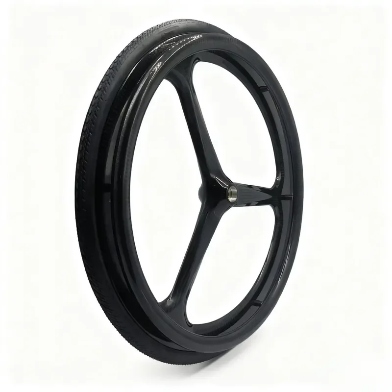 24X1 Carbon Fiber Straight Spoke Manual Wheelchair Rear Wheel With Lightweight Tires