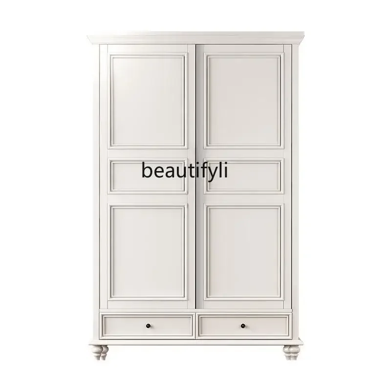 

ss25 American all solid wood sliding door wardrobe small master bedroom removable wardrobe, white