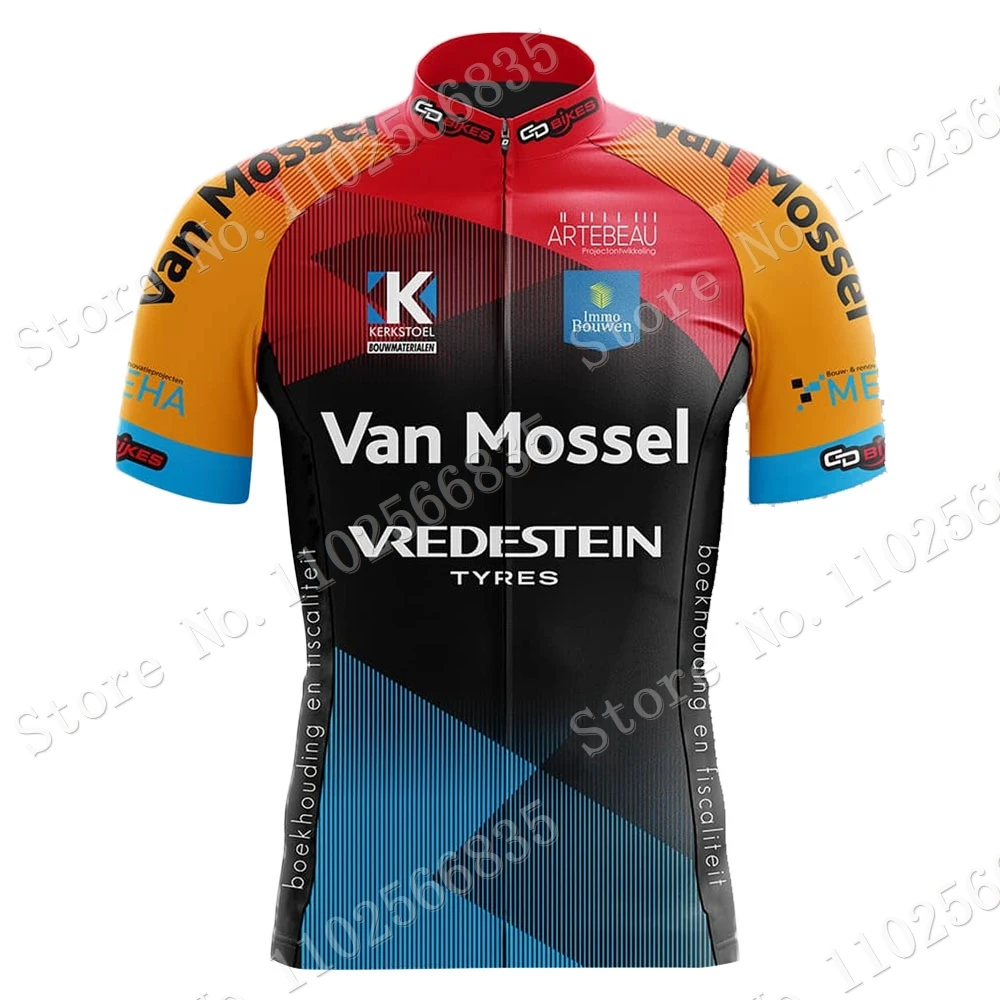 2023 Van Mossel Heist Cycling Team Jersey Set Short Sleeve Belgium Clothing Mens Road Bike Shirts Suit Bicycle Bib Shorts MTB