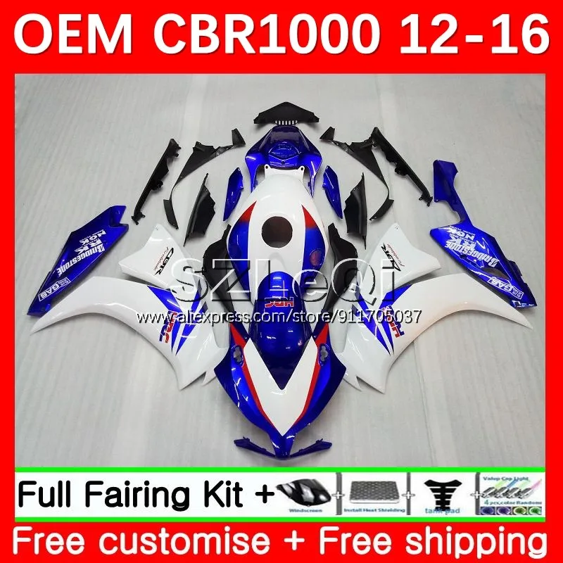 Injection For HONDA CBR1000 CBR 1000 RR CC CBR1000RR 12 13 14 15 16 White blue 52No.6 1000RR 2012 2013 2014 2015 2016 Fairing