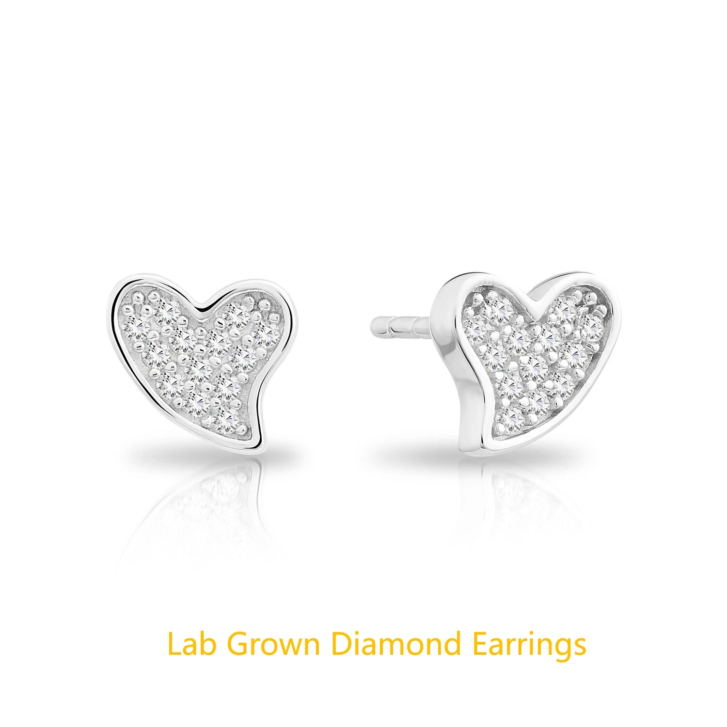 Platinum 950 Lab Grown Diamond DEF VS-VVS Curved Tiny Heart Stud Earrings 7mm Width Diamond Earrings For Girls