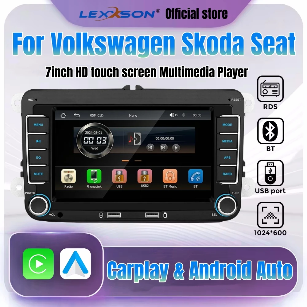 

7-inch HD MP5 Carplay Android Auto Car Multimedia Radio For VOLKSWAGEN VW Passat B6 B7 CC Golf 5 6 Polo BORA Skoda SEAT