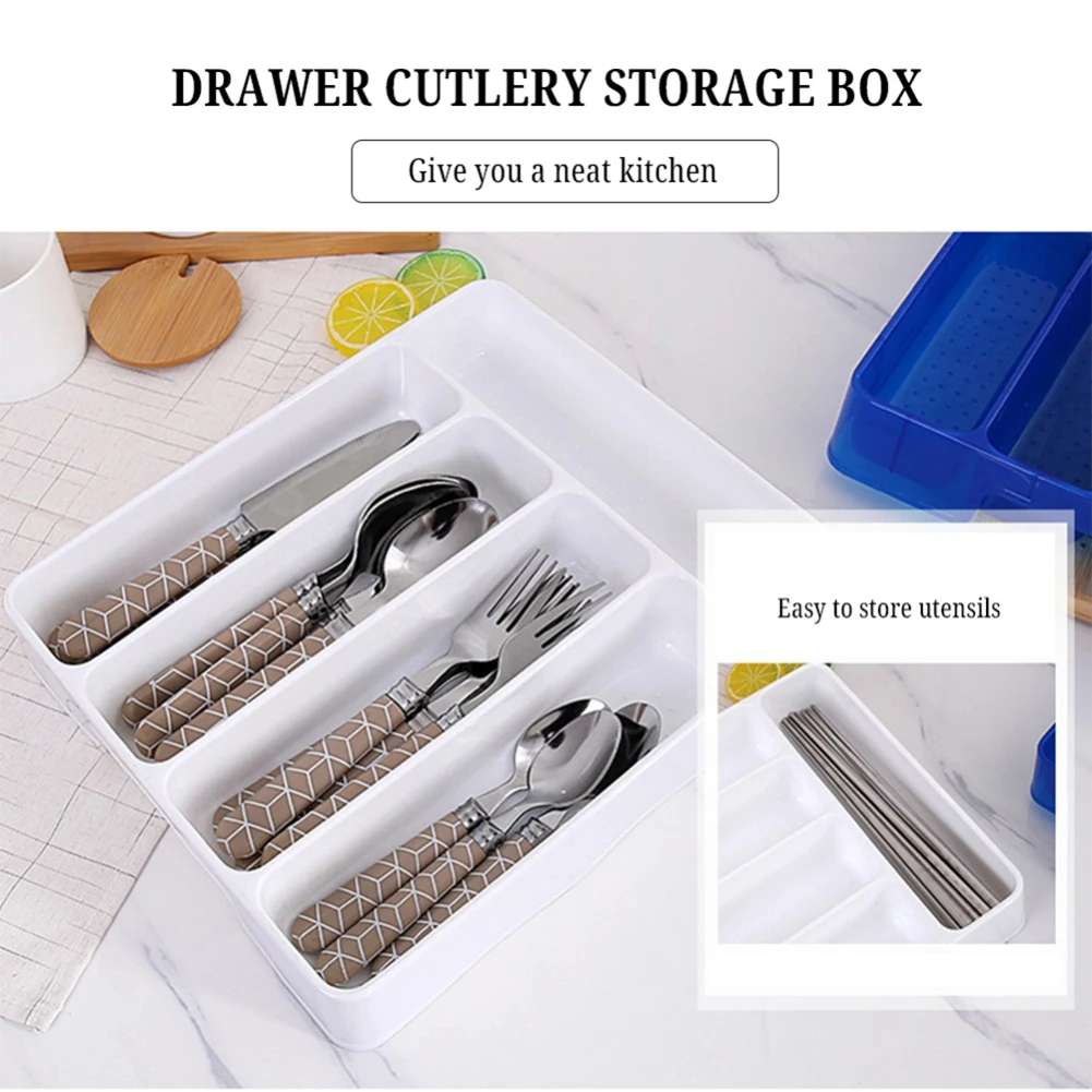 Cutlery Organizer Box Kitchen Drawer Organizer Separation Finishing Storage Box Spoon Knife Fork Eco-Friendly PP Tray