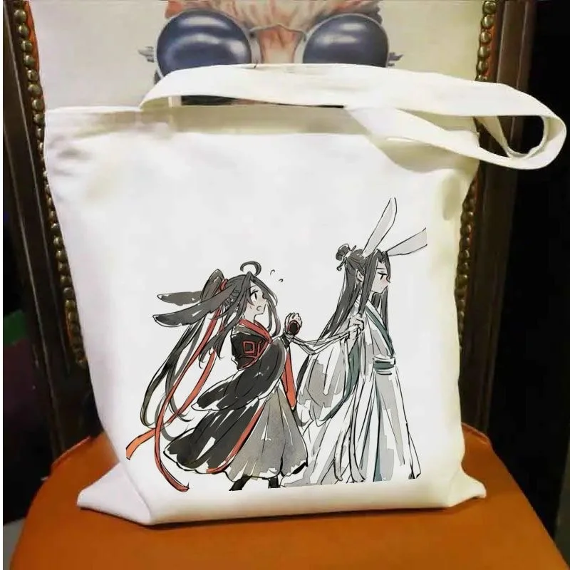 سلف طريقة الشيطان اسم مشترك حقيبة قماش قنب لطيف Q الكرتون حمل حقيبة أنيمي ins طالب حقيبة كتف المد