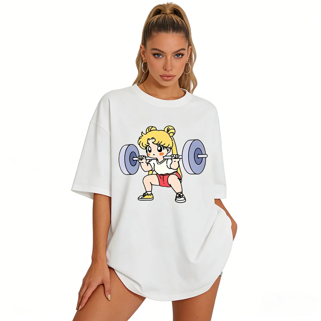 2026 Neues Sailor Moon Fitness Gym T-Shirt Sommer Hip-Hop Cartoon-Print Streetwear Y2K Ästhetik Lässiges Tee Familien-Matching-Outfit