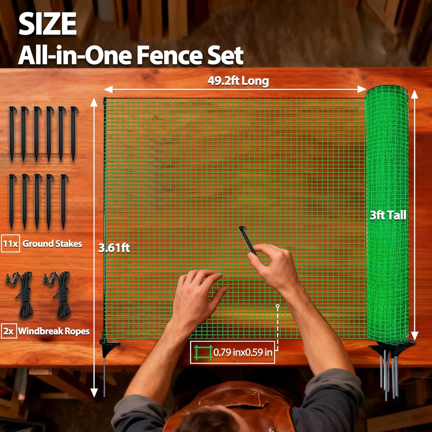 Portable Green Plastic Fencing for Dogs, Garden, and Animal Safety with Steel Posts