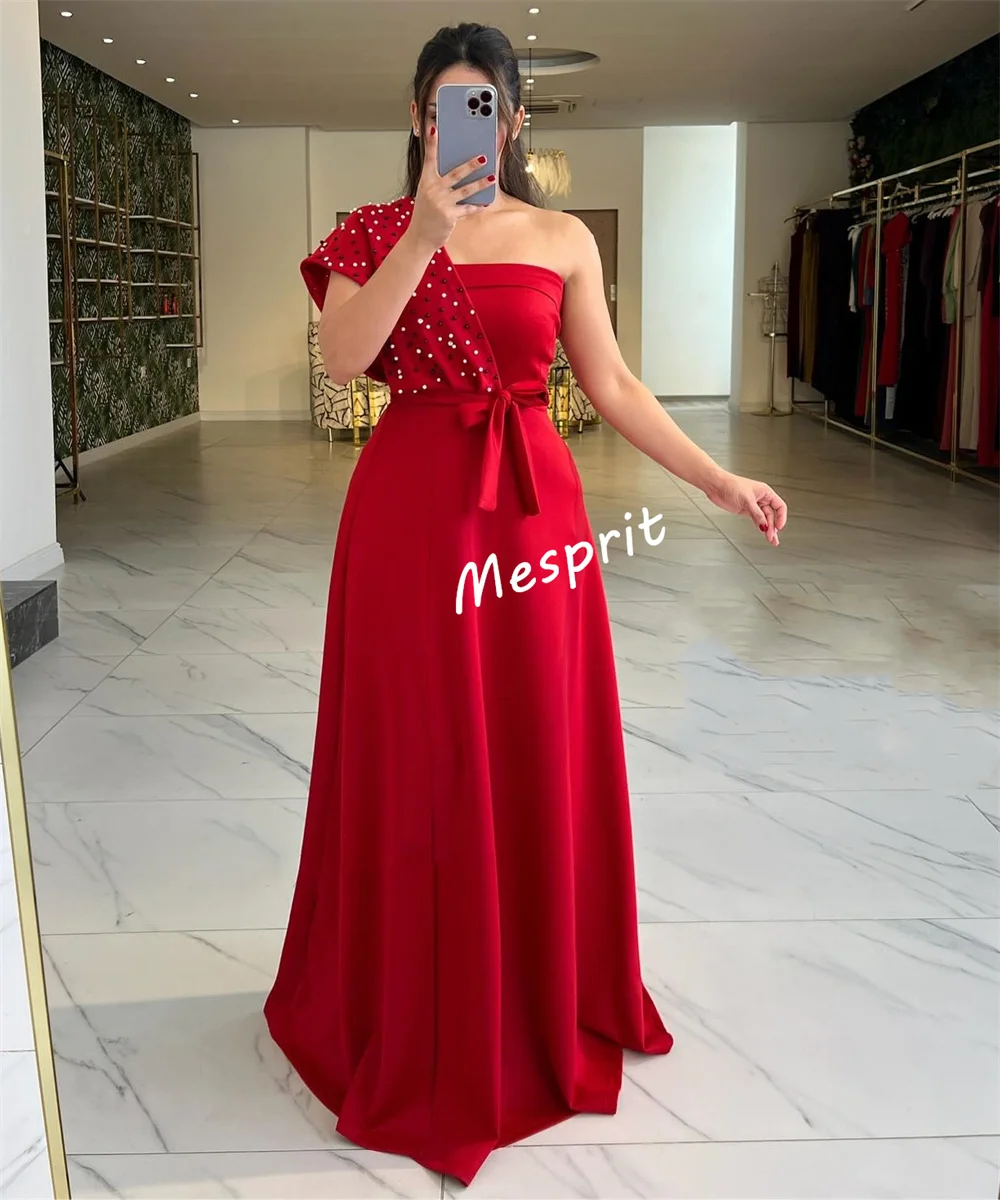 Jersey personalizado miçangas de um ombro a linha vestidos longos sob medida ocasião mulher elegante festa de casamento alta qualidade glitter