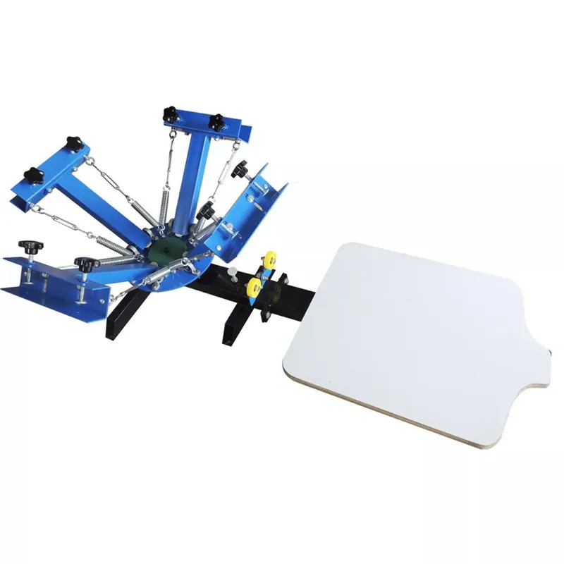 Screen Printing Machine Press 4 Color 1 Station Silk Screen Printing Machine Adjustable Double Spring Devices