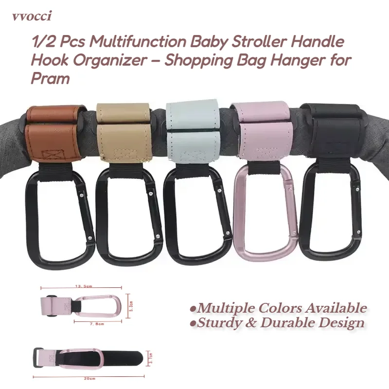 vvocci 1/2 Pcs Multifunction Baby Stroller Handle Hook Organizer – Shopping Bag Hanger for Pram