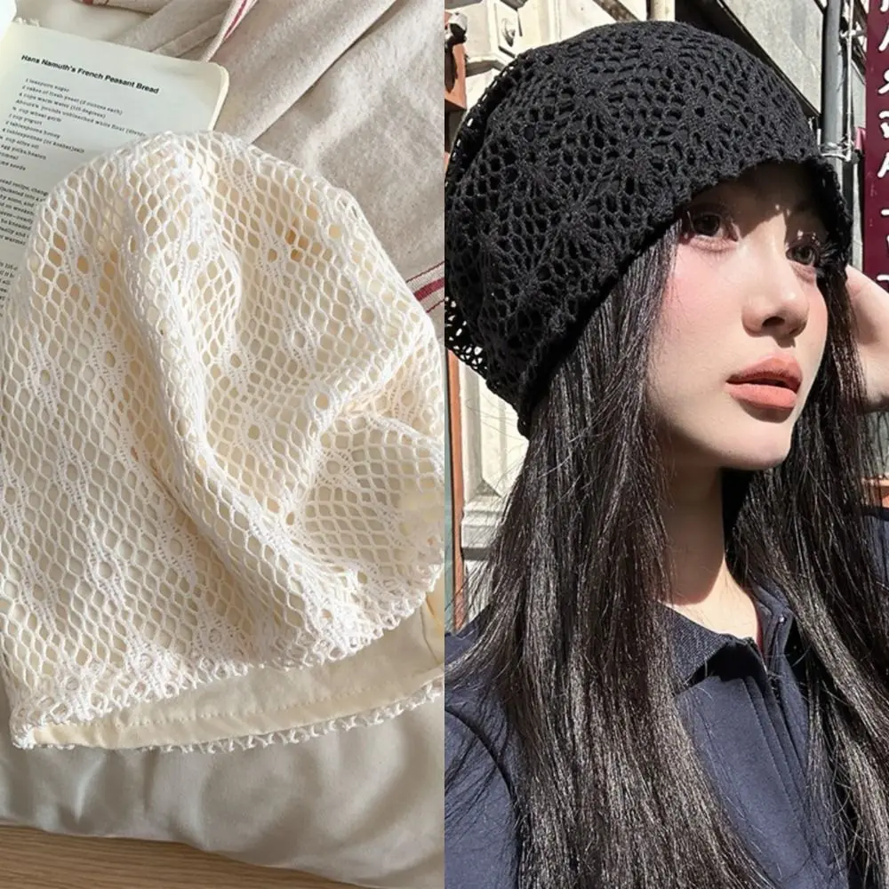 Fashionable Hollow Knitted Hat Retro Atmosphere Breathable Cold Hat Thin Design Head Cap Head