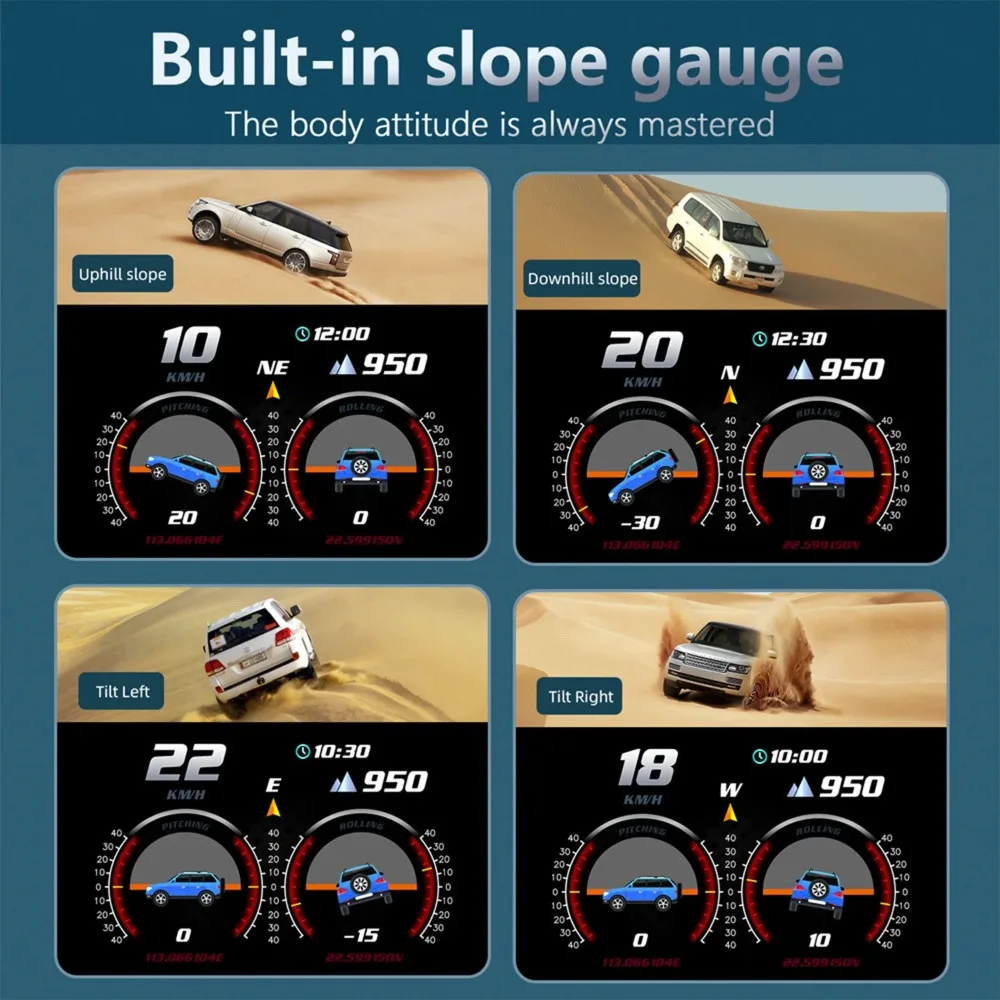 P2 Car HUD Head-up Display OBD GPS Multi-function LCD Instrument Ambient Light Electronic Slope Meter Overspeed Alarm