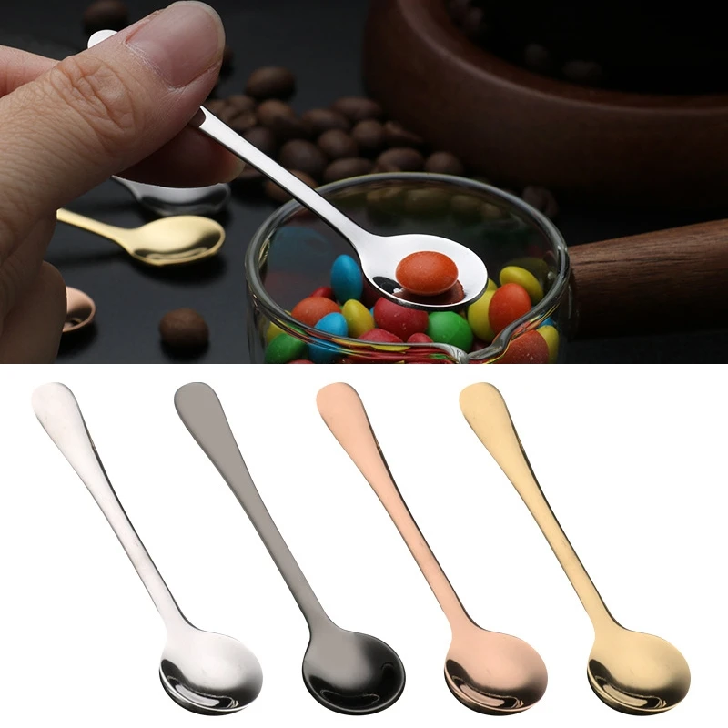 Small Stainless Steel Flavoring Spoon Salt Spoon Coffee Stirring Spoon Cute Dessert Spoon Mini Ice Cream SpoonNew