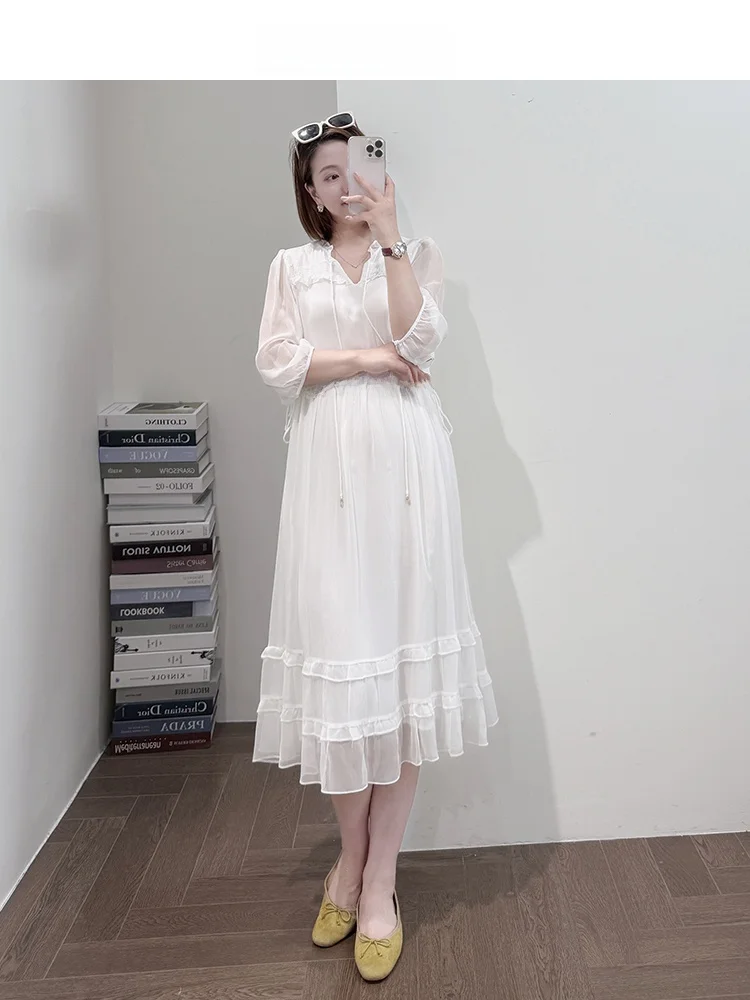 

Ultra-Fairy 00 Silk Dr Lightweight Drifting Super Comfortable High-End Slimming Midi-Length Dr