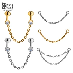 G23 Titanium Chain and Hinged Earring for EAR PIERC Ear Studs Chain Labret Lip Sling DIY originality punk Body Piercing Jewelry