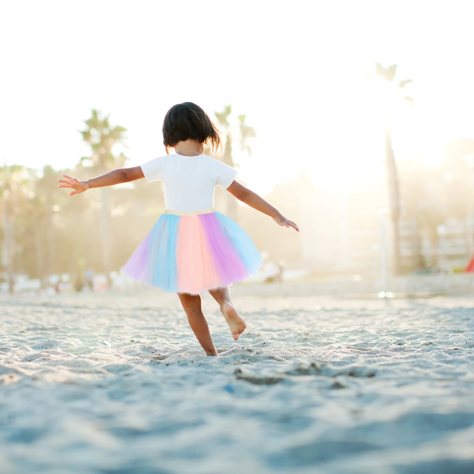 

1Set Rainbow Mesh Gauze Skirt Girls Easter Party Costume Rabbit Hair Tie Tail Tulle Skirt for Birthday Performance