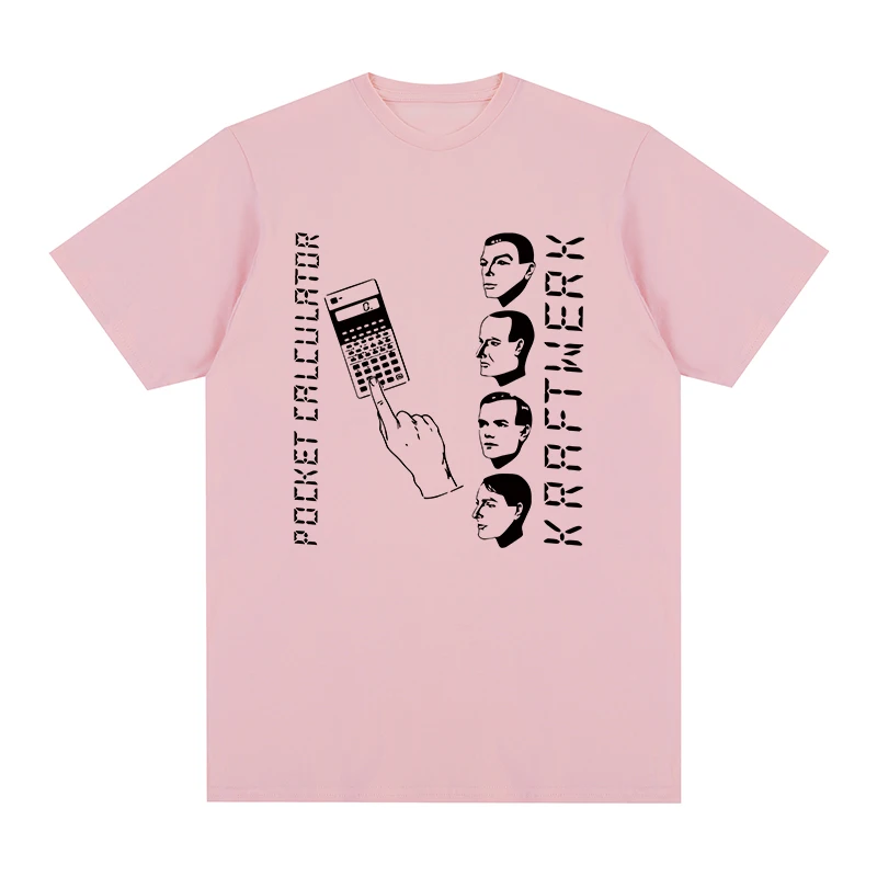Oversized White Kraftwerk T Shirt Men Women Fashion Retro "Pocket Calculator" Print Short Sleeve Casual Cotton T-shirts Vintage view 4