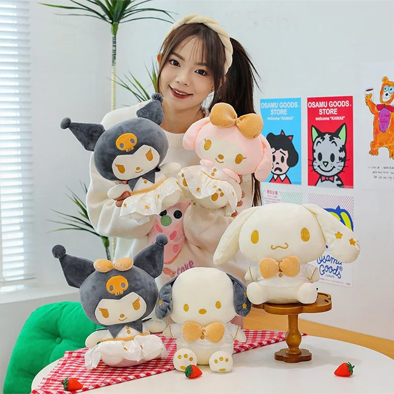 

45cm Sanrio Kawaii Hello Kitty Plush Toy Kuromi Stuffed Doll Anime Melody Baby Cushion Gift for Kids Birthday Xmas Soft Doll