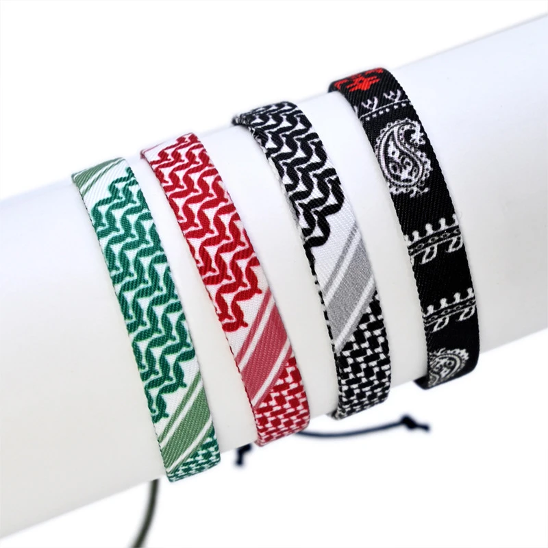 Arabic Scarf Style Woven Bracelet for Women Men Handmade Ethnic Wave Dot Colored Ribbon Bracelets Jewelry