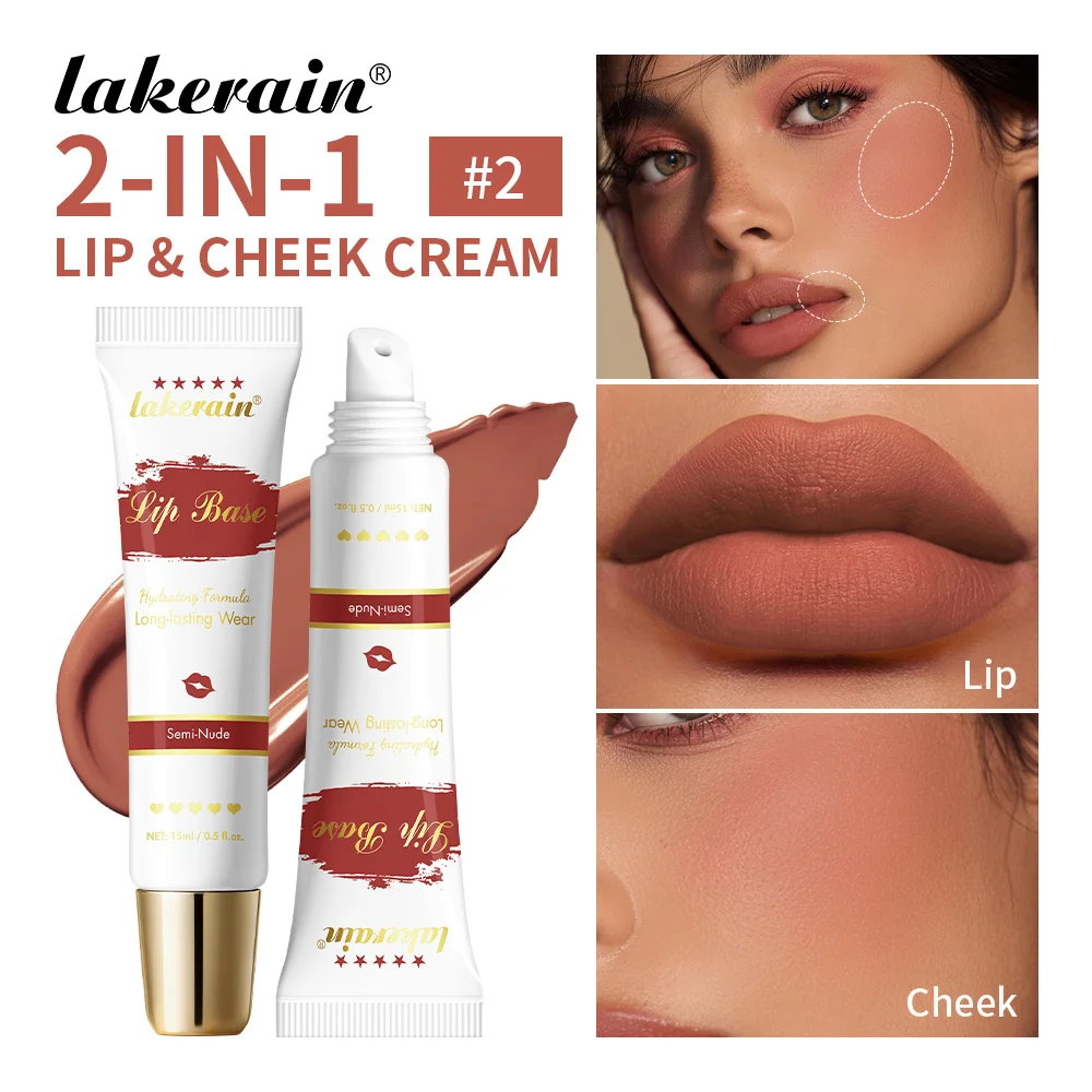 2-in-1 lip- en wangcrème Hooggepigmenteerd Hydraterend Veegvast Langdurig Lipbasiscosmetica Matte afwerking Natuurlijke make-up