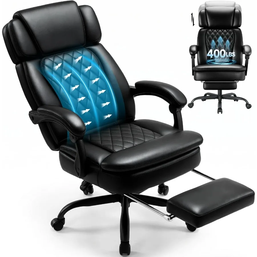 Big and Tall Office Chair 400lbs, PU Leather Executive Chair