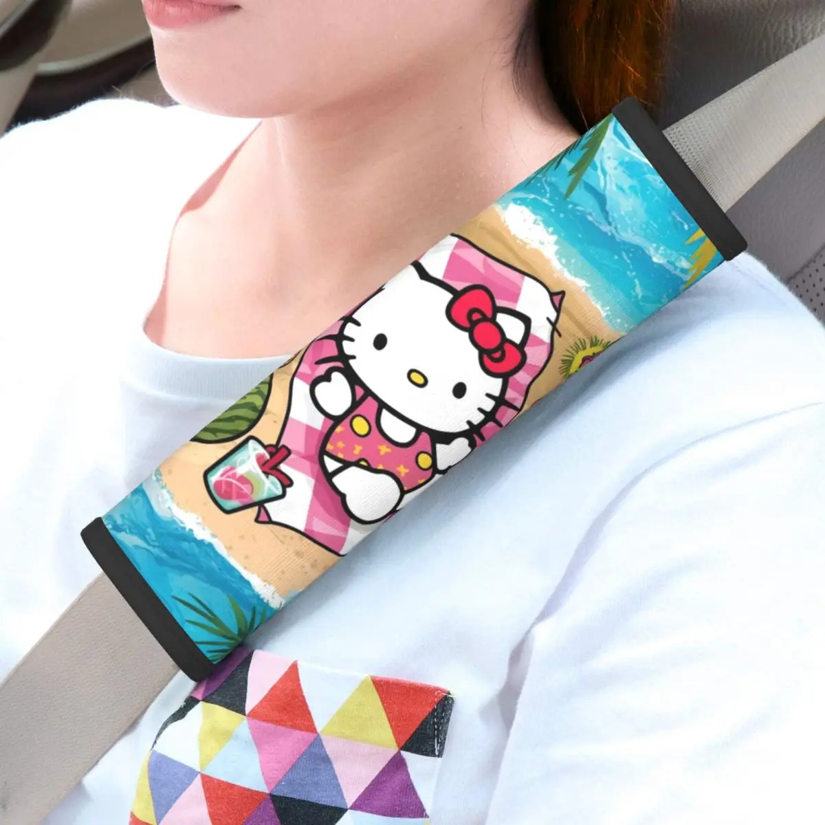 

Пользовательский Hello Kitty Cat аниме автомобильный ремень безопасности чехол из 2 предметов ремень безопасности плечевая накладка