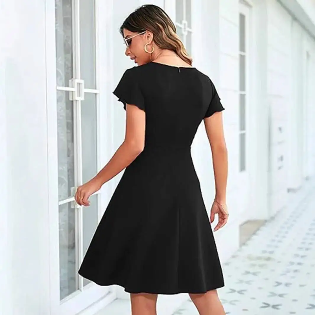 

Платье Новое женское Xiyin весна-лето однотонное платье с коротким рукавом Slim Fit простое короткое платье летнее платье халат Vestido женское