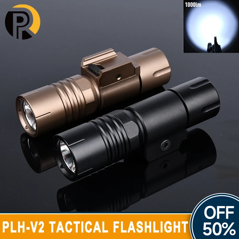 WADSN Airsoft PLH-V2 PLHV2 Tactical Flashlight 1000 Lumens High Power PDW350 Mini Pistol Weapon Scout Light for 20mm Gun Rail