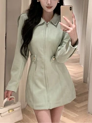 New Sweet Vintage One Piece Dress Women Elegant Short Party Mini Dresses Female Korean Fashion Casual Retro Design Dress 2024