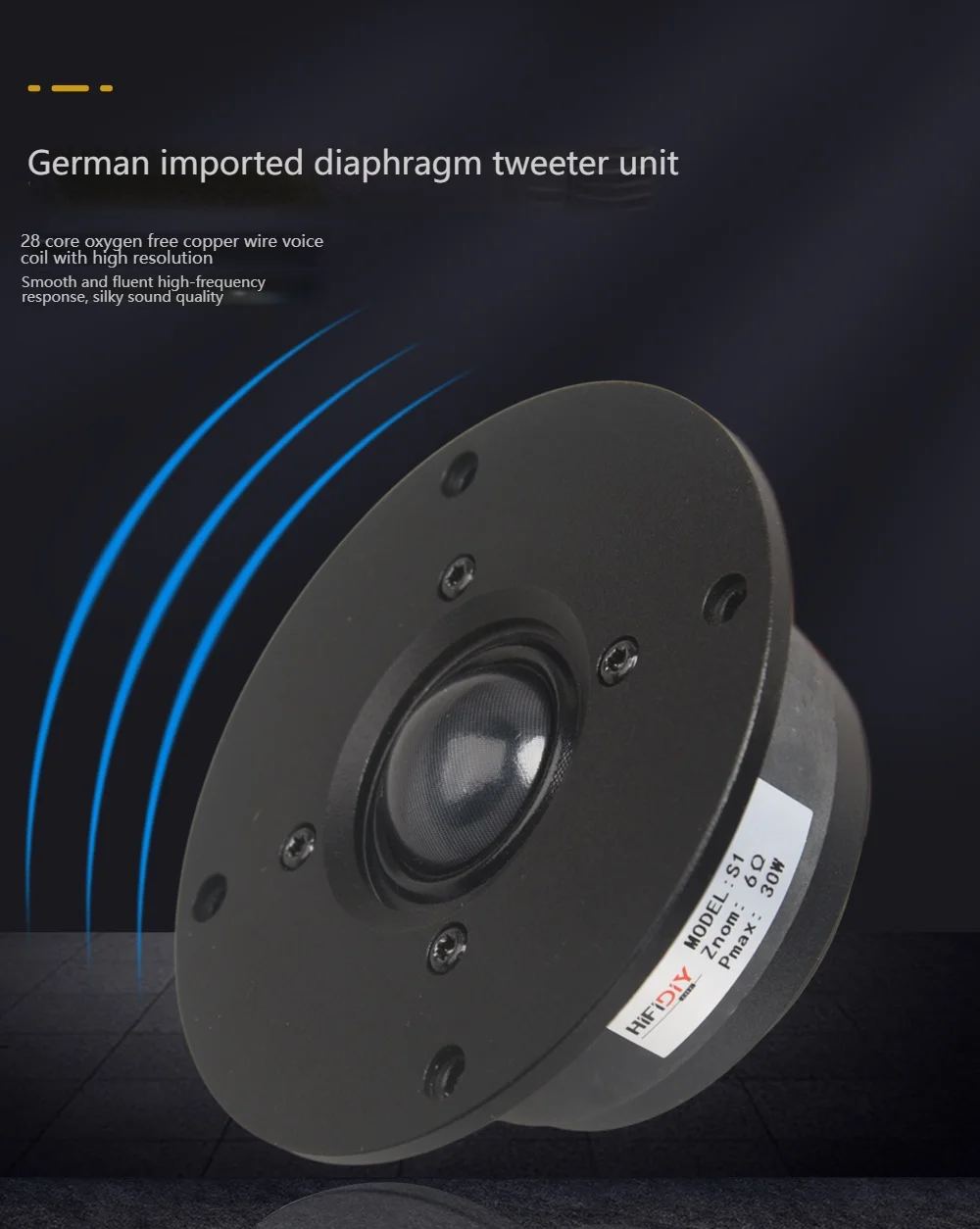 S1 HiFi 4-Zoll-Hochtöner-Lautsprechereinheit mit Transparenter Seidenmembran, 6 Ohm, 30W, für Heimkino, Hochton-Lautsprecher 94/100/104/110/116/120 – Detail 2