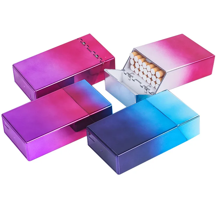 Colorful Slim Long Cigarette Case Box Holder Container Tobacco Case Box Gradient Cigarette Box Case Cigarette Storage Box Case