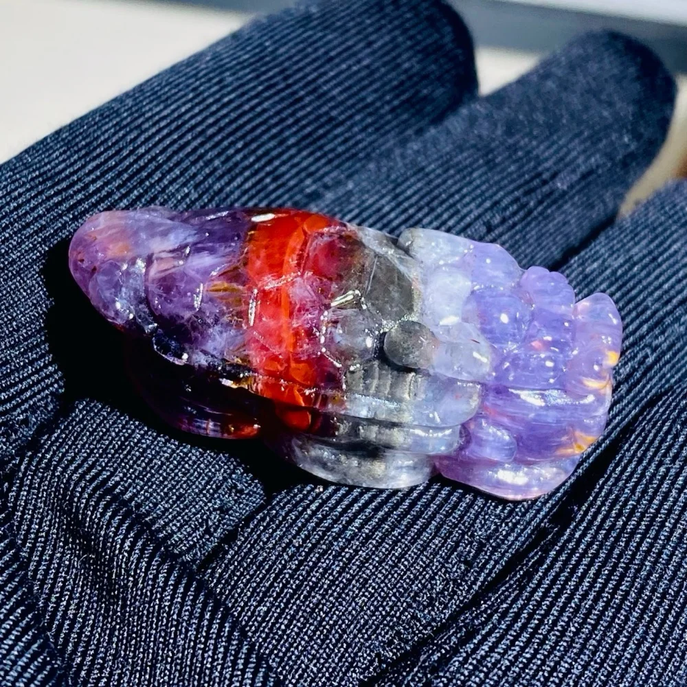 1PCS 15g Natural High Quality Aurora Quartz Pixiu Dragon Turtle Carving Polished Reiki Healing Feng Shui Energy Room Decor Gift