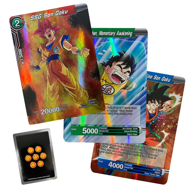 50 Stück 100 Stück Anime-Karten Englisch Saiya Goku Vegeta Glänzende Karten Brettspiel Spielzeug für Erwachsene Geschenk – Detail 3