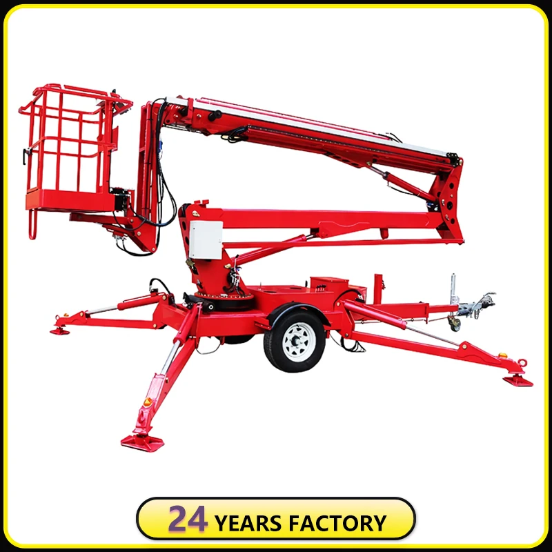 10-22m Trailer Hydraulic Towable Man Boom Lift Trailer Mounted Electric Articulated Boom Lift Telescopic Aerial Platform